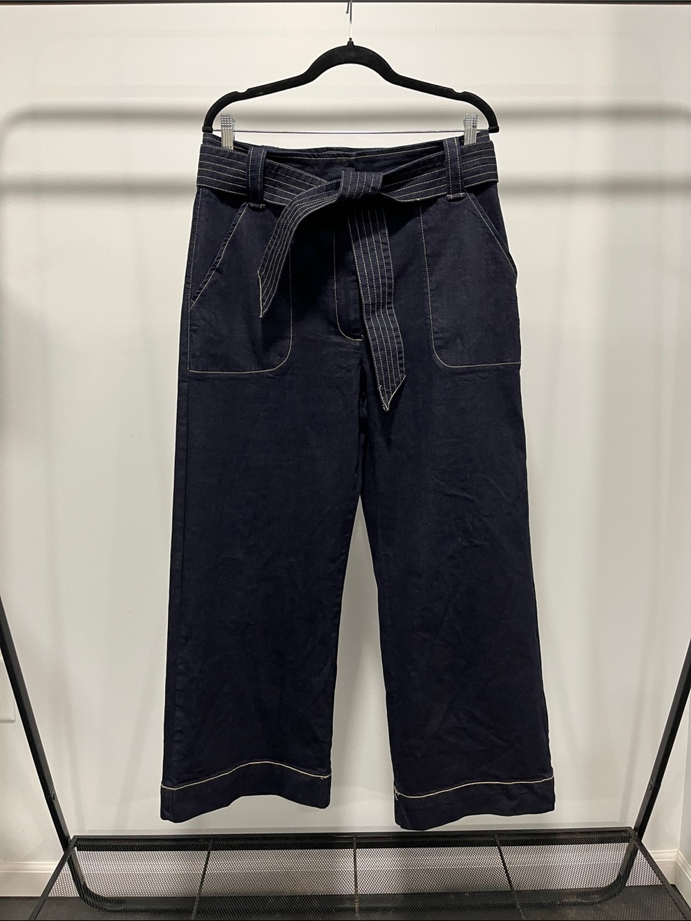 Chelsea & Violet Navy Wide-Leg Culottes with Self-Tie Belt